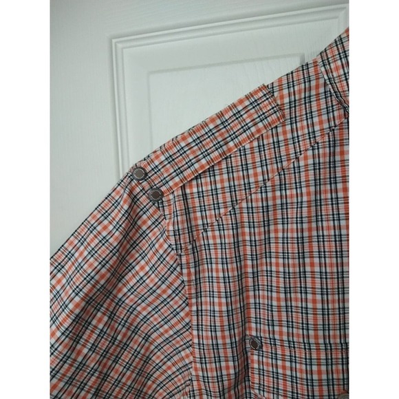 Sean John Orange Black Plaid Collared Button Short Sleeve Shirt. Size M - Picture 3 of 11